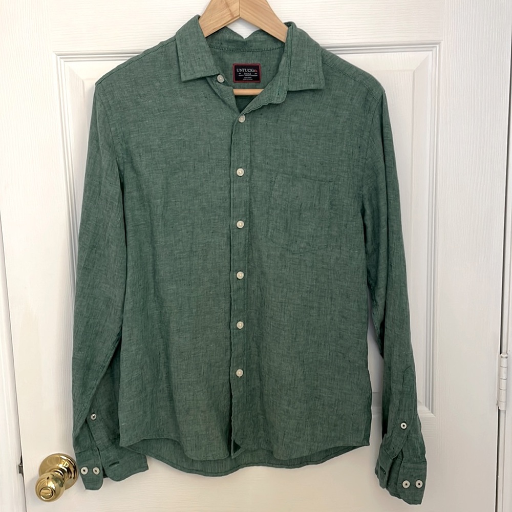 UNTUCKit Wrinkle-Resistant Linen Vin Santo Shirt, men’s small